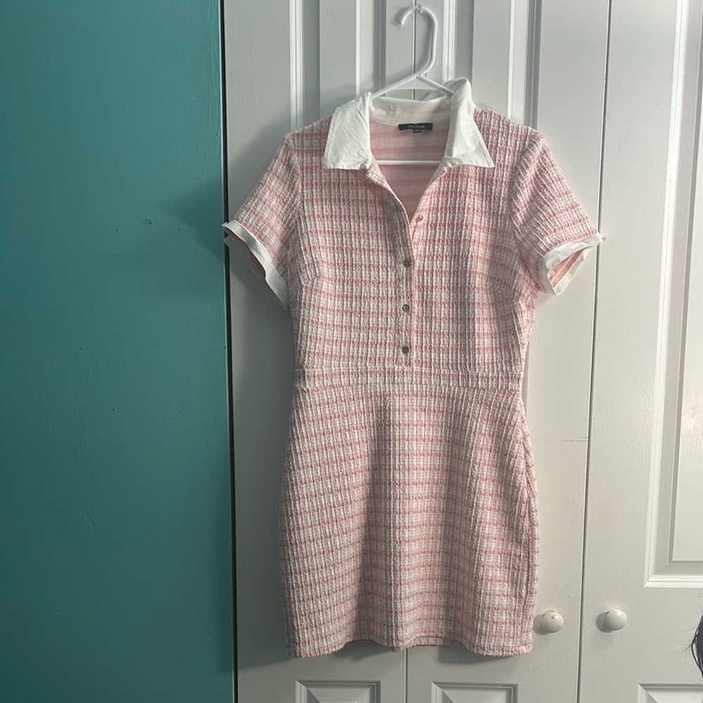 Pink and White Plaid Dress